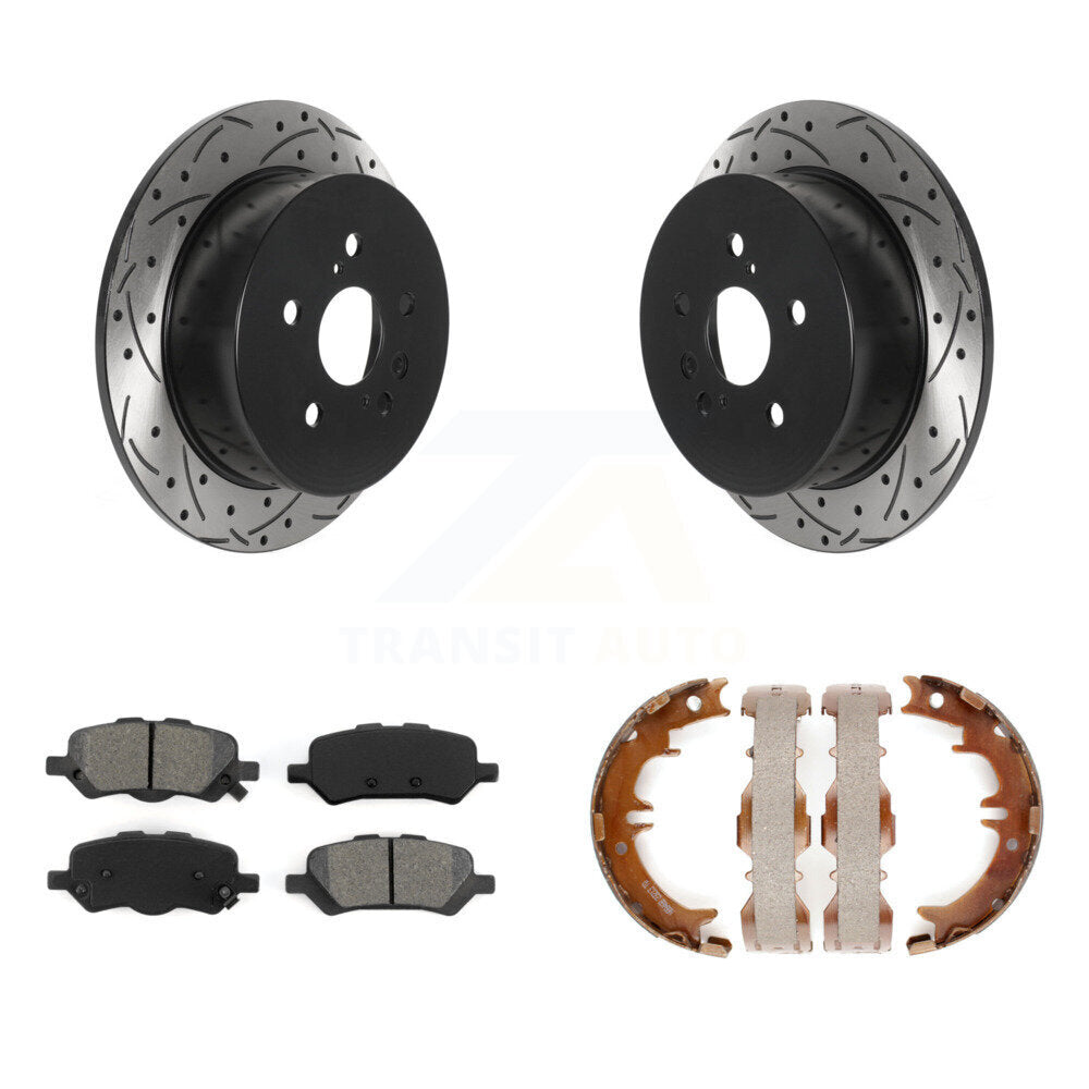 Kit de plaquettes semi-métalliques et de patins de stationnement pour disques arrière percés et fendus