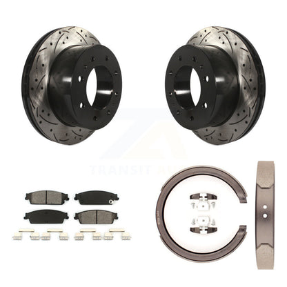 Kit de plaquettes semi-métalliques et de patins de stationnement pour disques arrière percés et fendus