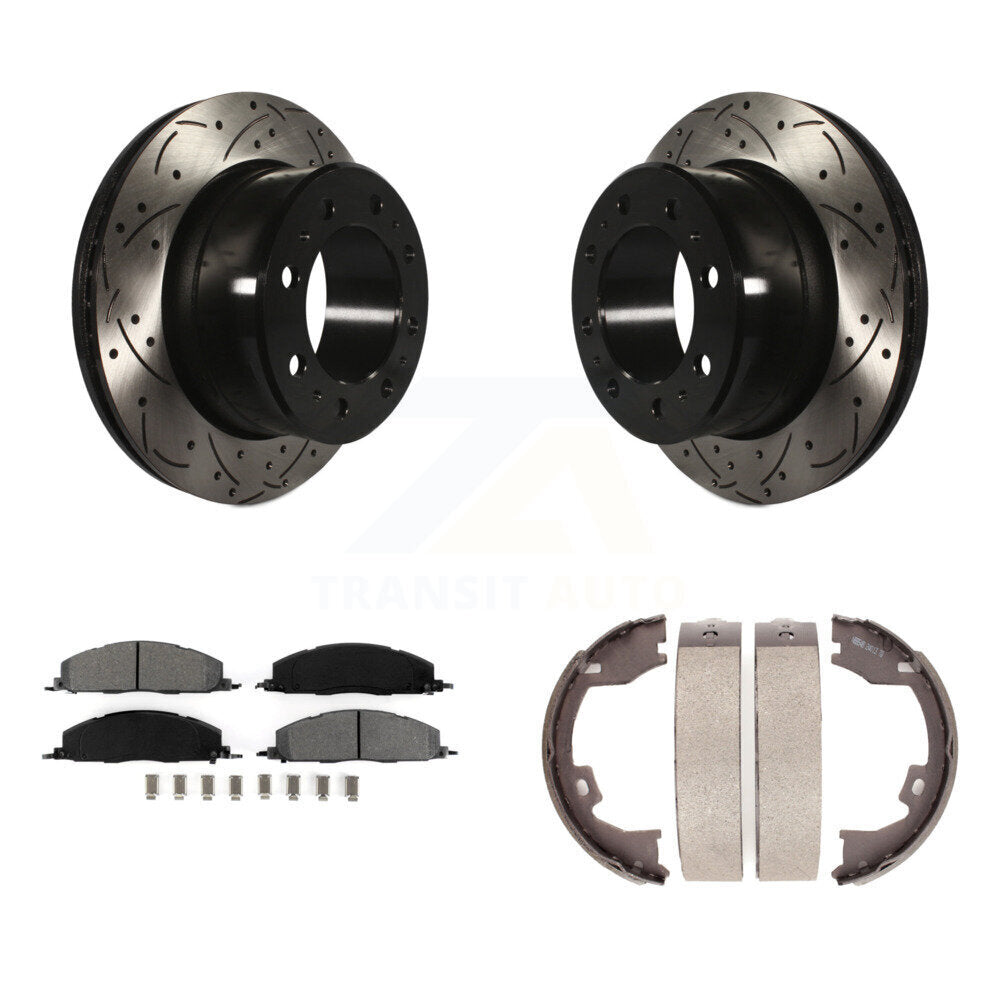 Kit de chaussures de stationnement à disques arrière percés et à fentes, plaquettes semi-métalliques, pour Ram