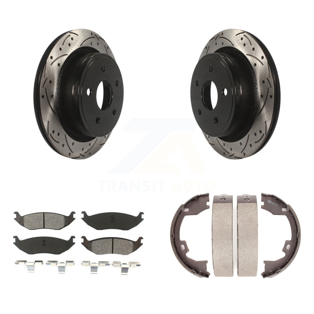 Kit de plaquettes semi-métalliques et de patins de stationnement pour disques arrière percés et fendus
