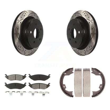 Kit de plaquettes semi-métalliques et de patins de stationnement pour disques arrière percés et fendus