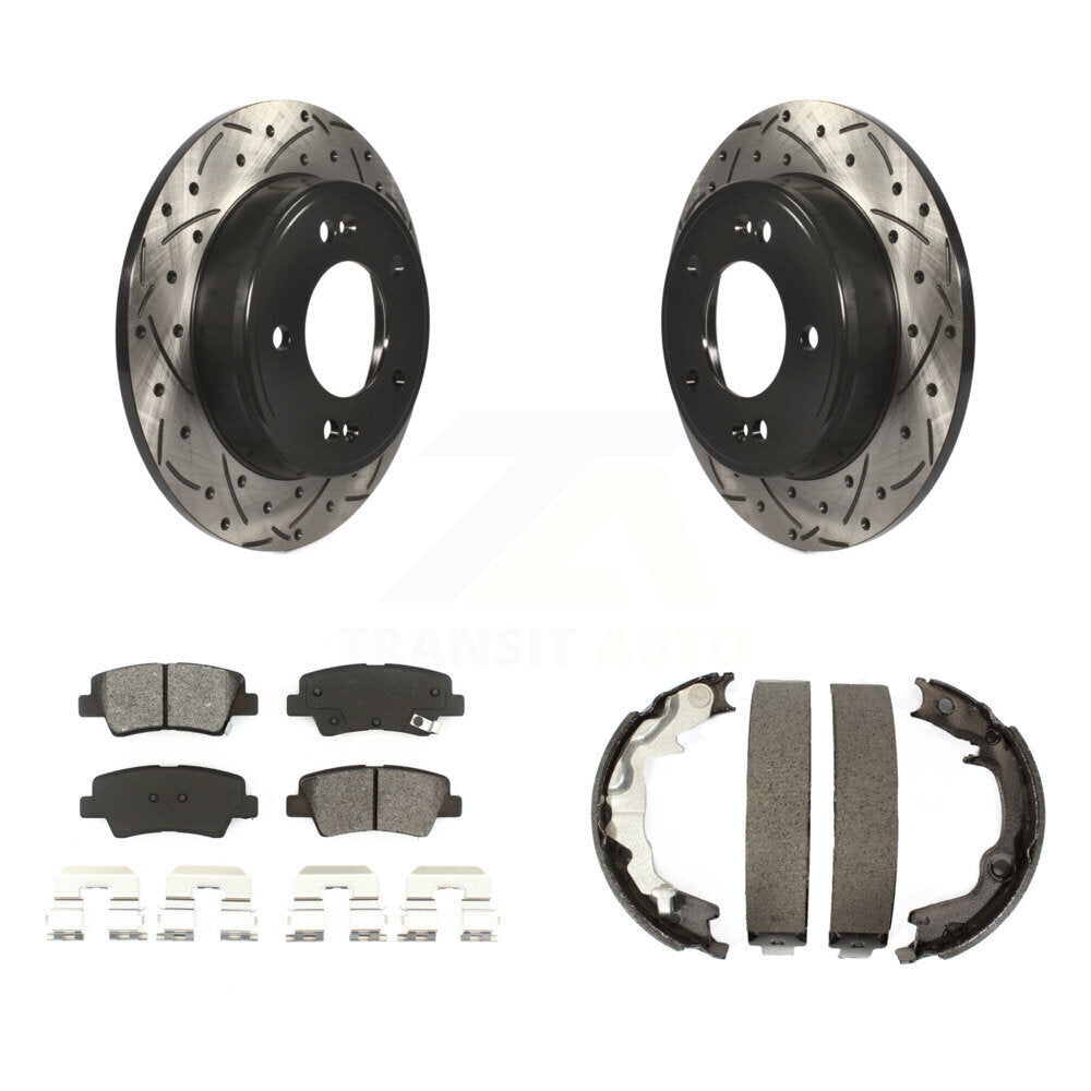 Kit de chaussures de stationnement à disques arrière, Rotors percés et fendus, plaquettes semi-métalliques, pour Kia