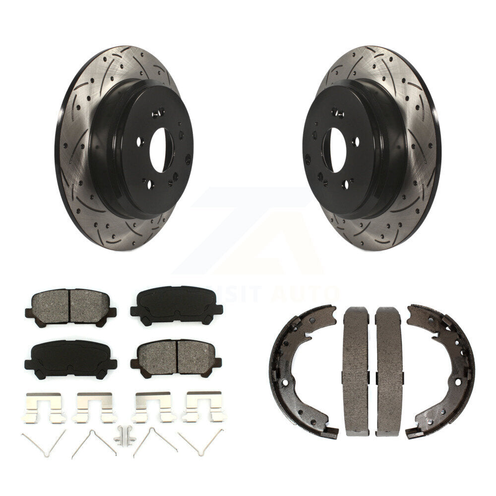 Kit de plaquettes semi-métalliques et de patins de stationnement pour disques arrière percés et fendus