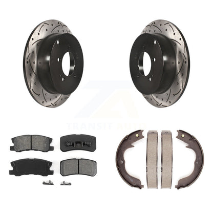 Kit de plaquettes semi-métalliques et de patins de stationnement pour disques arrière percés et fendus