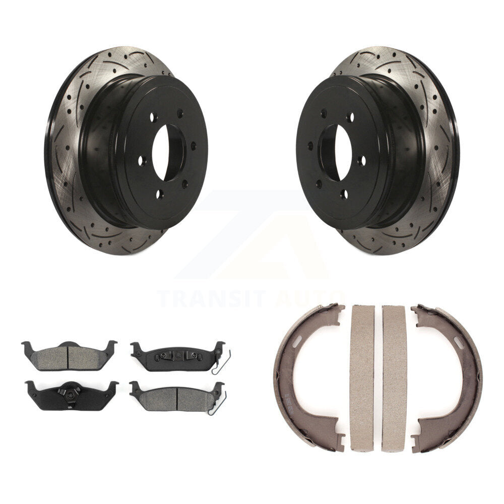Kit de chaussures de stationnement à disques arrière, Rotors percés et fendus, plaquettes semi-métalliques