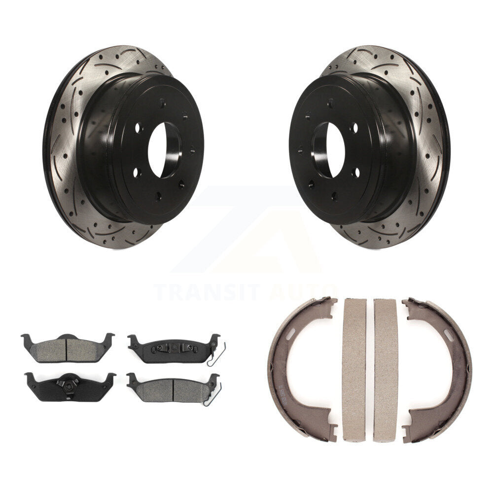 Kit de chaussures de stationnement à disques arrière, Rotors percés et fendus, plaquettes semi-métalliques