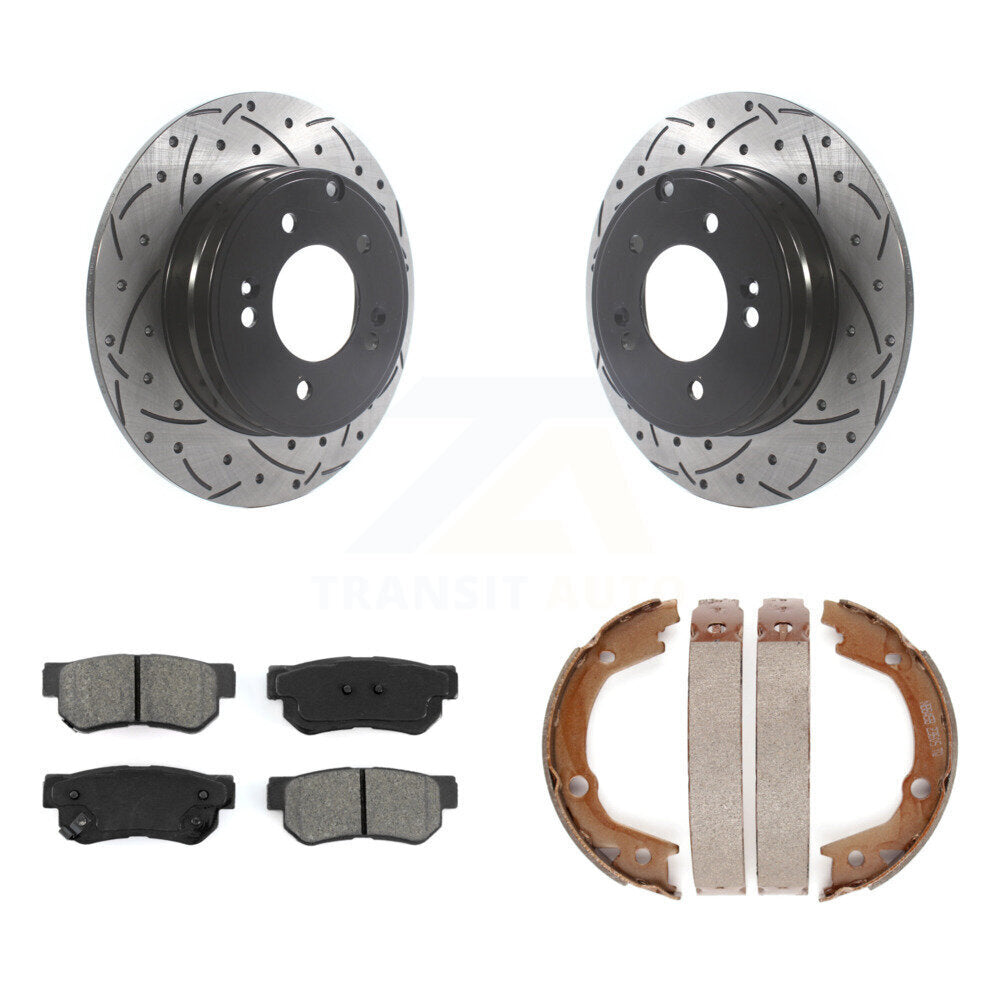 Kit de plaquettes semi-métalliques et de patins de stationnement pour disques arrière percés et fendus