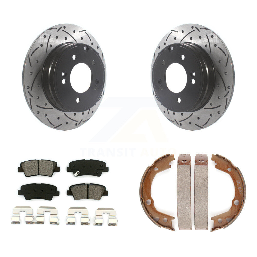 Kit de plaquettes semi-métalliques et de patins de stationnement pour disques arrière percés et fendus