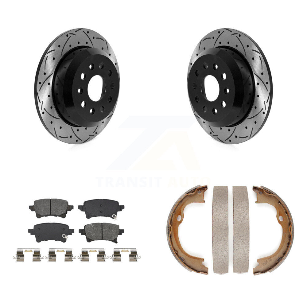 Kit de plaquettes semi-métalliques et de patins de stationnement pour disques arrière percés et fendus