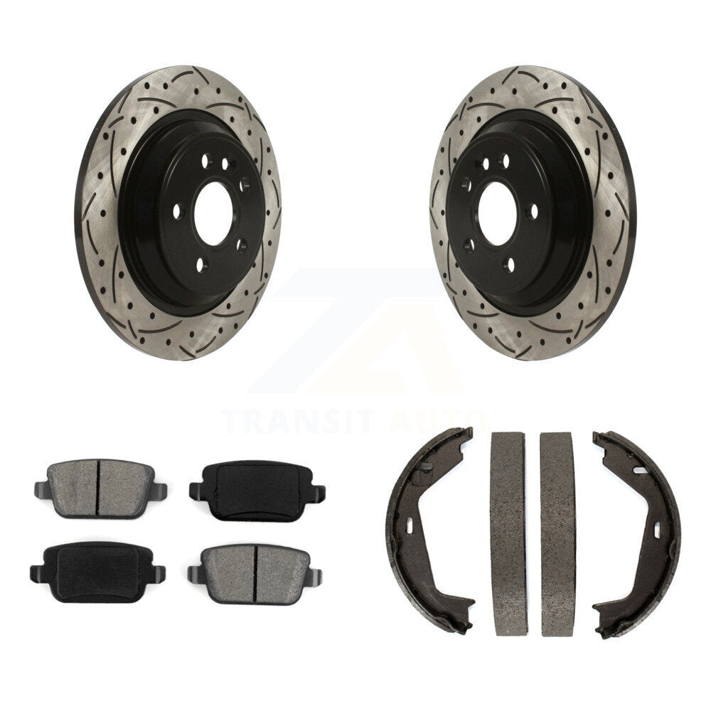 Kit de plaquettes semi-métalliques et de patins de stationnement pour disques arrière percés et fendus