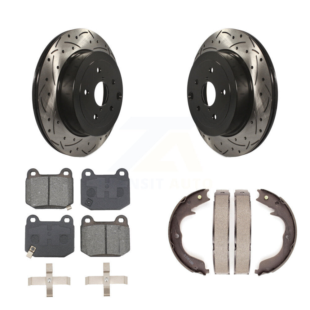 Kit de plaquettes semi-métalliques et de patins de stationnement pour disques arrière percés et fendus