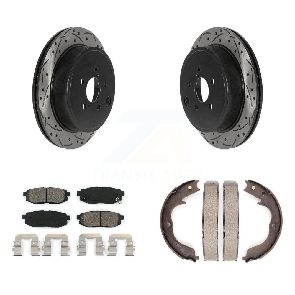 Kit de plaquettes semi-métalliques et de patins de stationnement pour disques arrière percés et fendus