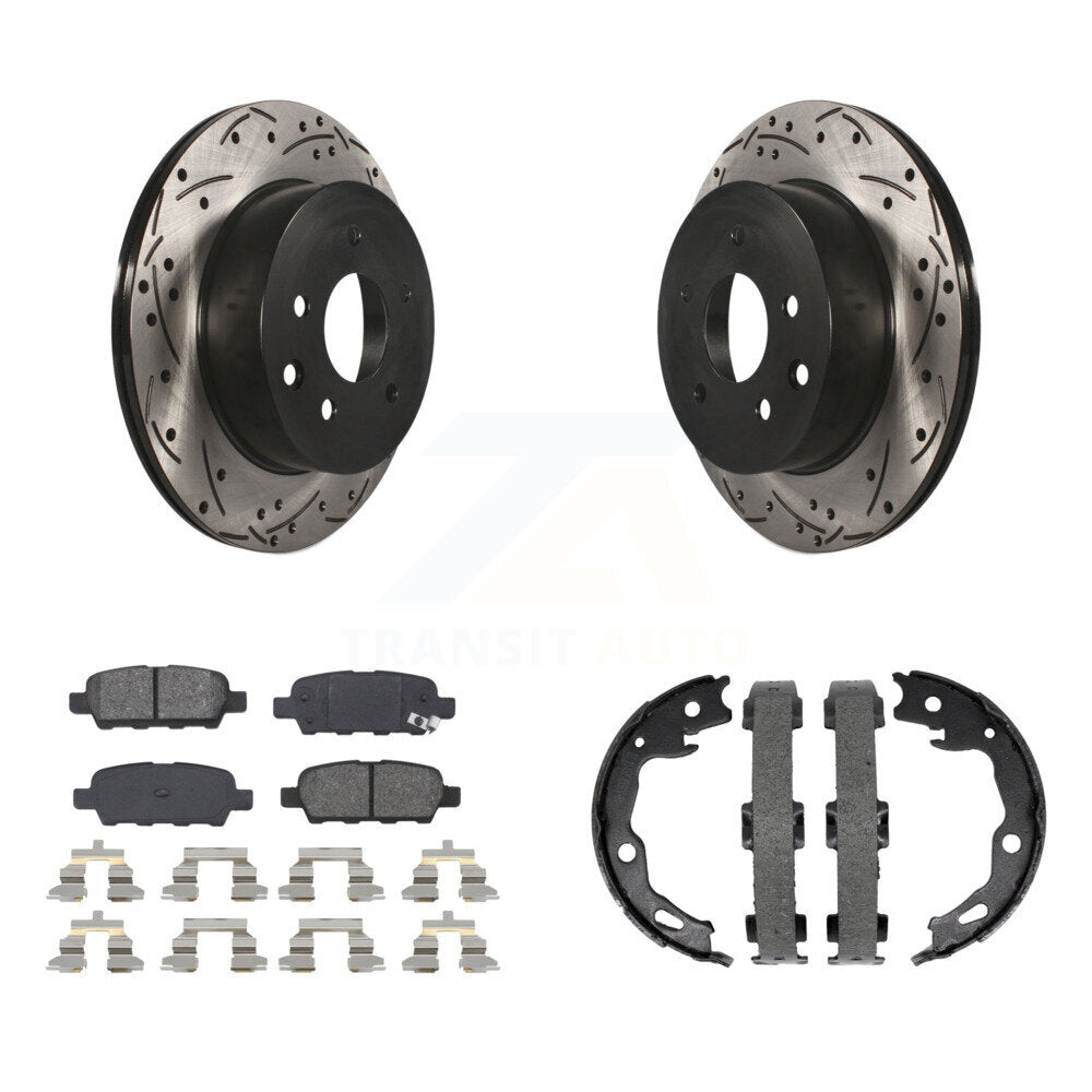 Kit de plaquettes semi-métalliques et de patins de stationnement pour disques arrière percés et fendus