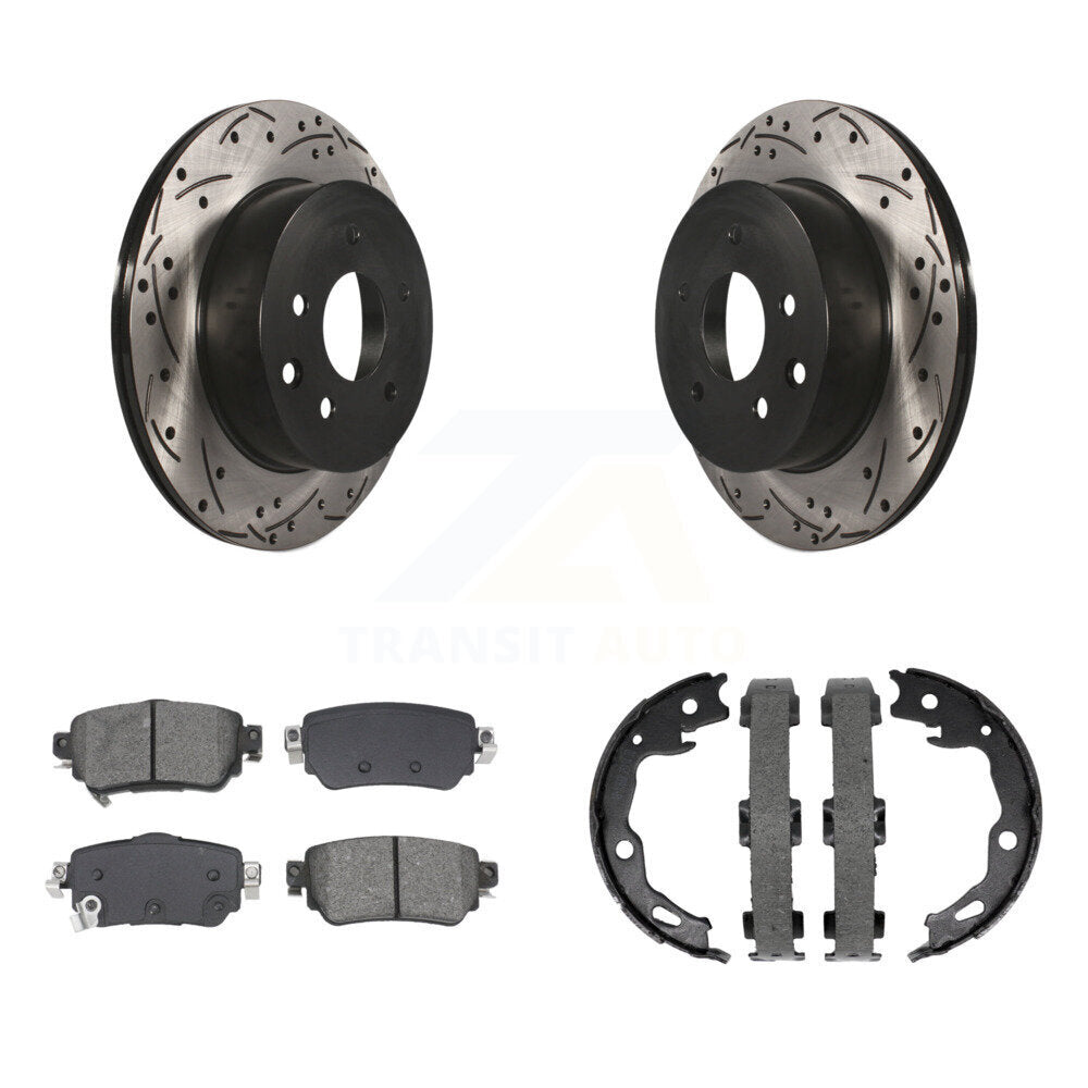 Kit de plaquettes semi-métalliques et de patins de stationnement pour disques arrière percés et fendus