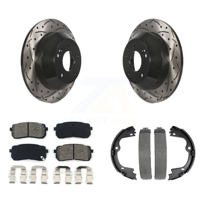 Kit de plaquettes semi-métalliques et de patins de stationnement pour disques arrière percés et fendus
