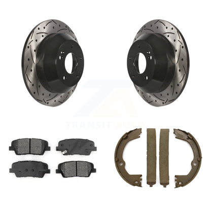 Kit de plaquettes semi-métalliques et de patins de stationnement pour disques arrière percés et fendus