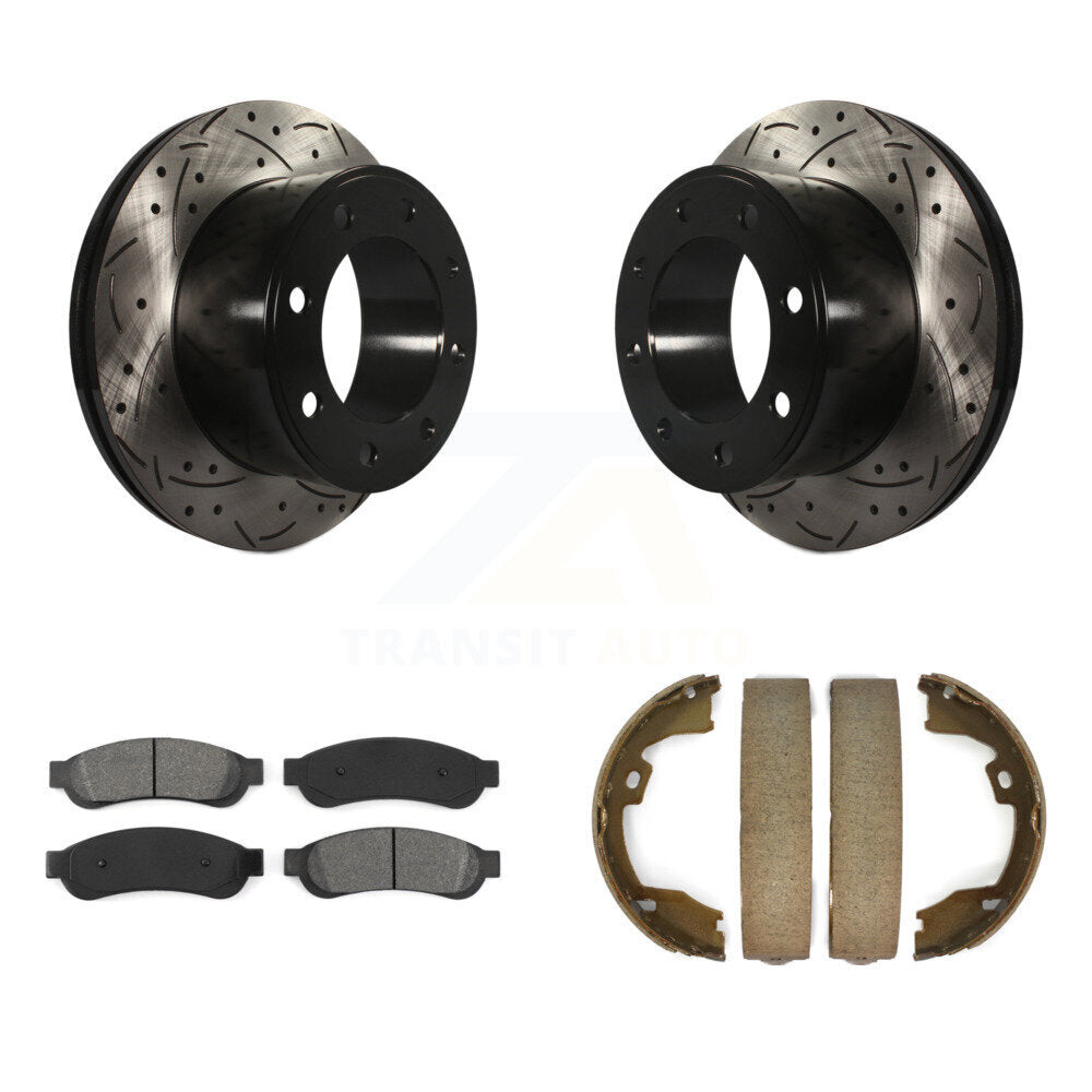 Kit de chaussures de stationnement à disques arrière, Rotors percés et fendus, plaquettes semi-métalliques