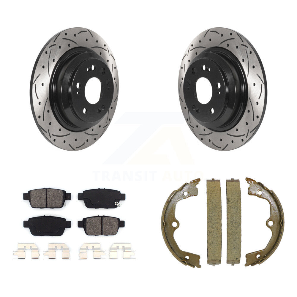 Kit de plaquettes semi-métalliques et de patins de stationnement pour disques arrière percés et fendus