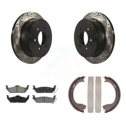 Kit de plaquettes semi-métalliques et de patins de stationnement pour disques arrière percés et fendus