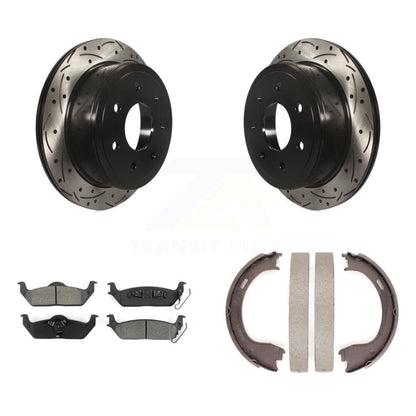 Kit de plaquettes semi-métalliques et de patins de stationnement pour disques arrière percés et fendus