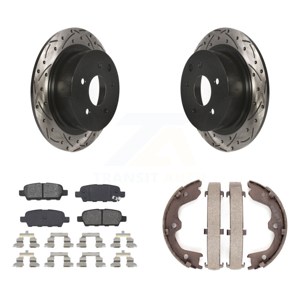 Kit de plaquettes semi-métalliques et de patins de stationnement pour disques arrière percés et fendus