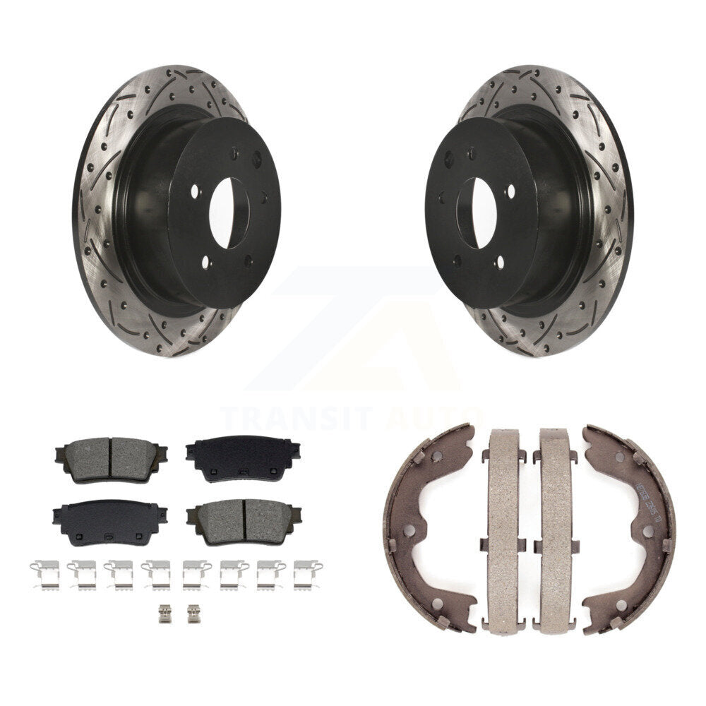 Kit de plaquettes semi-métalliques et de patins de stationnement pour disques arrière percés et fendus