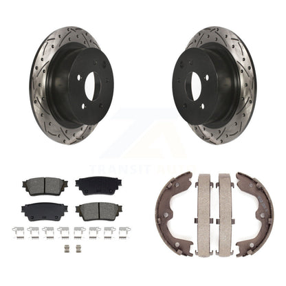 Kit de plaquettes semi-métalliques et de patins de stationnement pour disques arrière percés et fendus