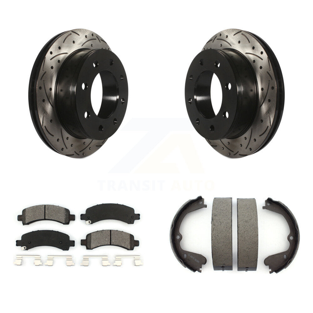 Kit de plaquettes semi-métalliques et de patins de stationnement pour disques arrière percés et fendus