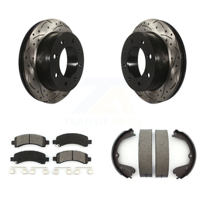 Kit de plaquettes semi-métalliques et de patins de stationnement pour disques arrière percés et fendus