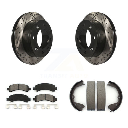 Kit de plaquettes semi-métalliques et de patins de stationnement pour disques arrière percés et fendus