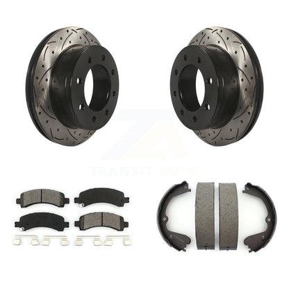 Kit de plaquettes semi-métalliques et de patins de stationnement pour disques arrière percés et fendus