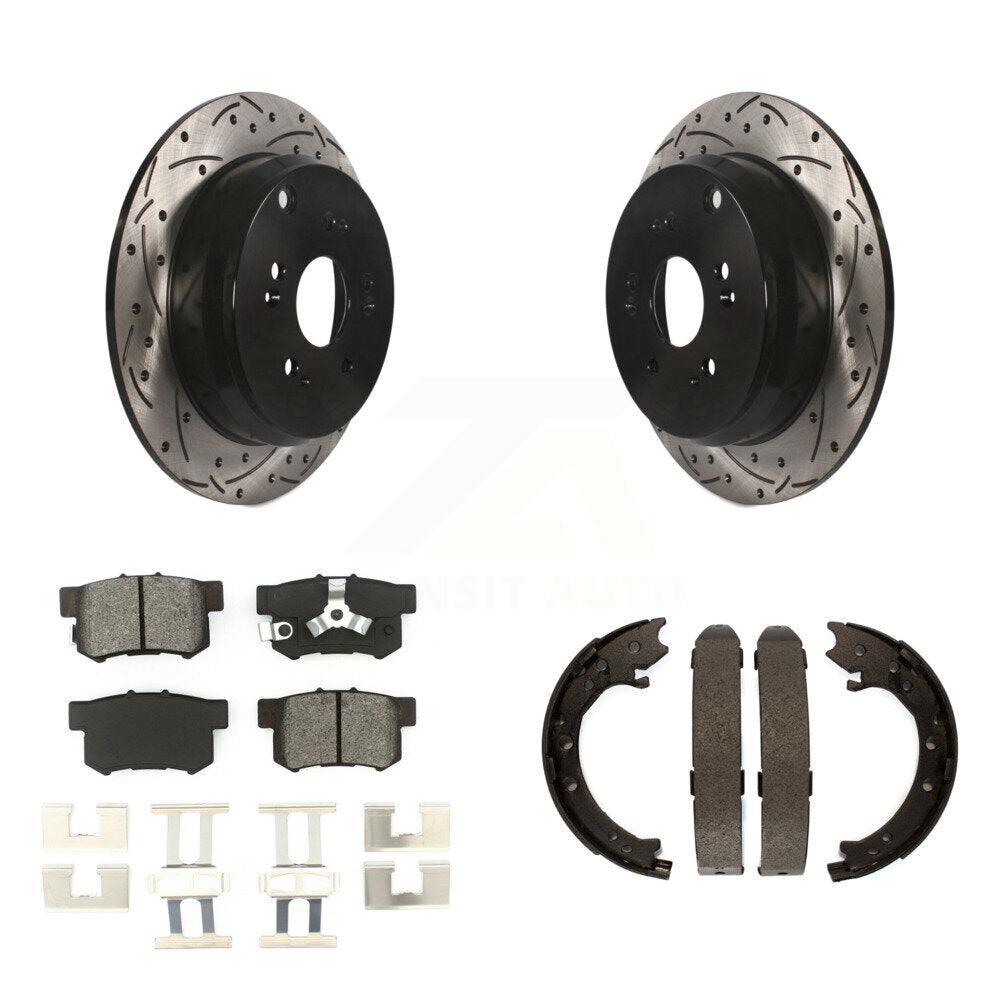 Kit de plaquettes semi-métalliques et de patins de stationnement pour disques arrière percés et fendus