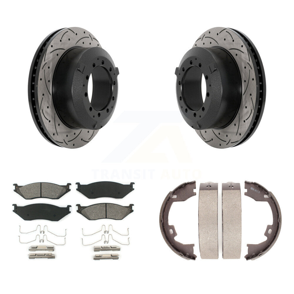 Kit de chaussures de stationnement à disques arrière, Rotors percés et fendus, plaquettes semi-métalliques