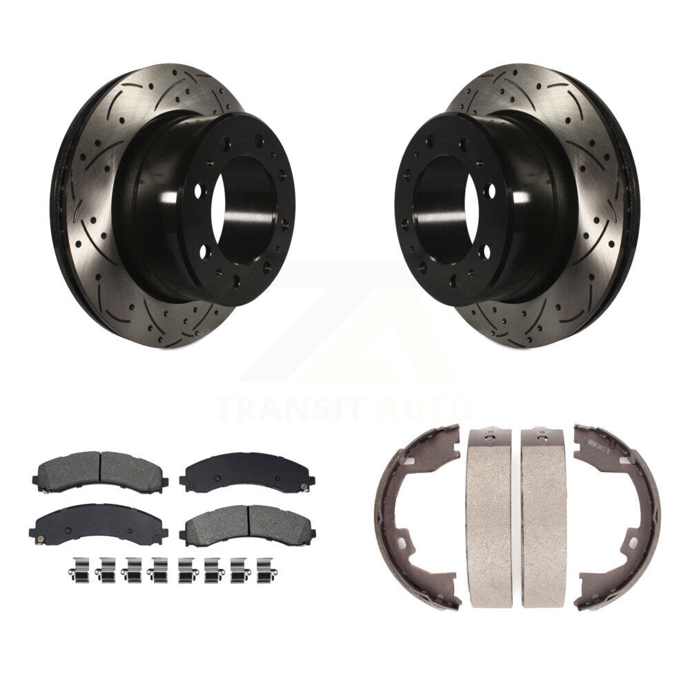 Kit de plaquettes semi-métalliques et de patins de stationnement pour disques arrière percés et fendus