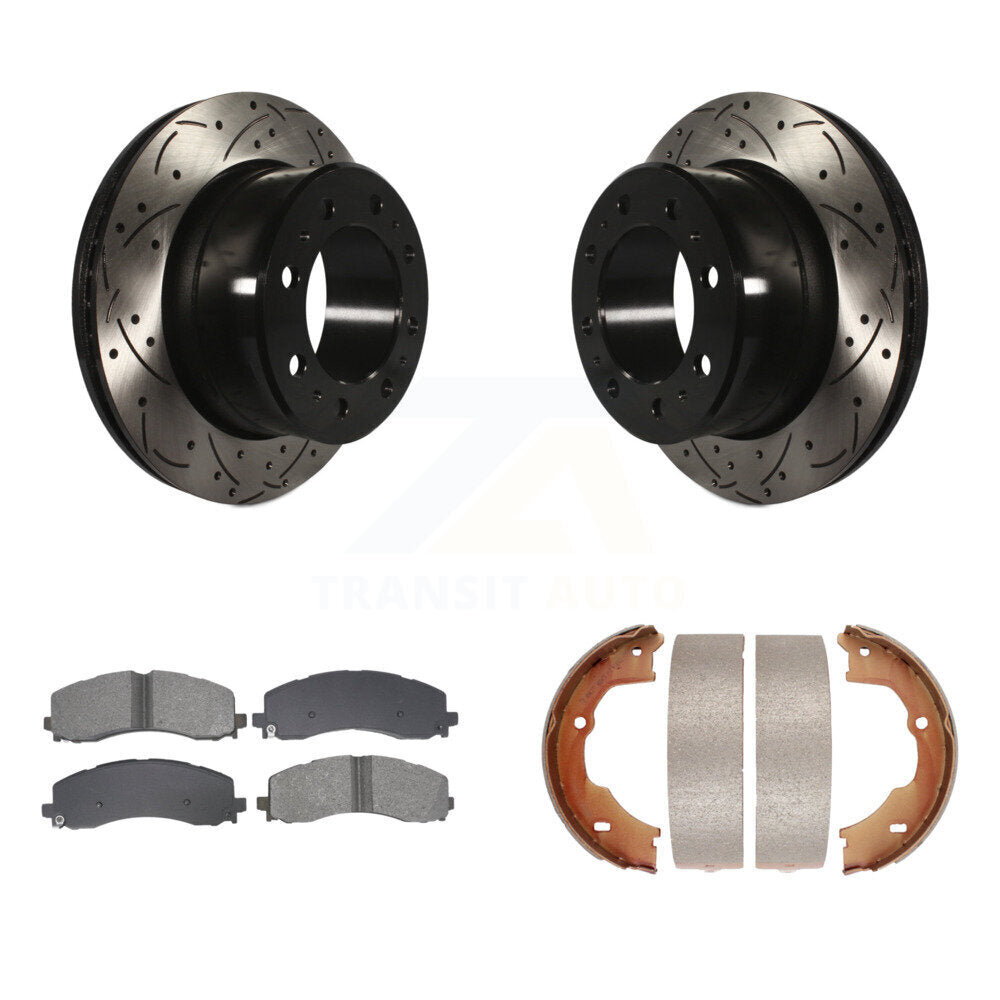 Kit de plaquettes semi-métalliques et de patins de stationnement pour disques arrière percés et fendus
