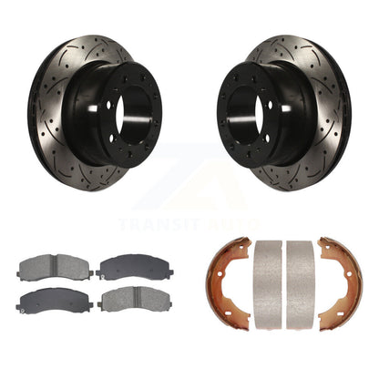 Kit de plaquettes semi-métalliques et de patins de stationnement pour disques arrière percés et fendus