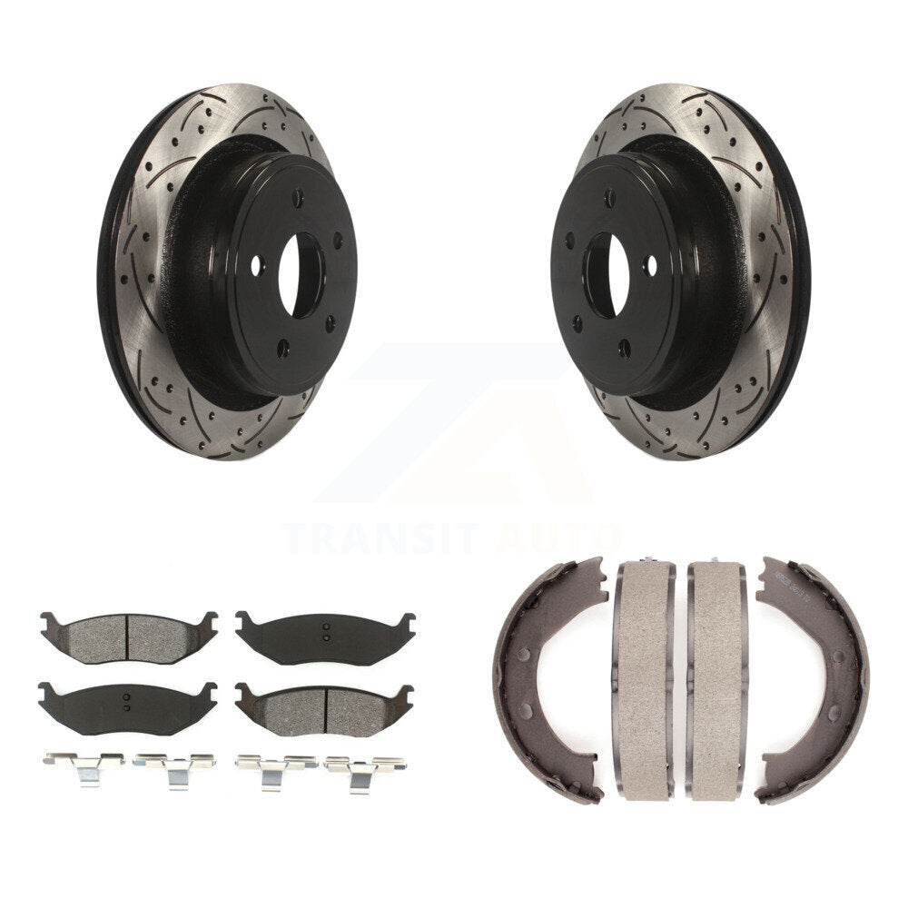 Kit de chaussures de stationnement à disques arrière percés et à fentes, plaquettes semi-métalliques, pour Ram