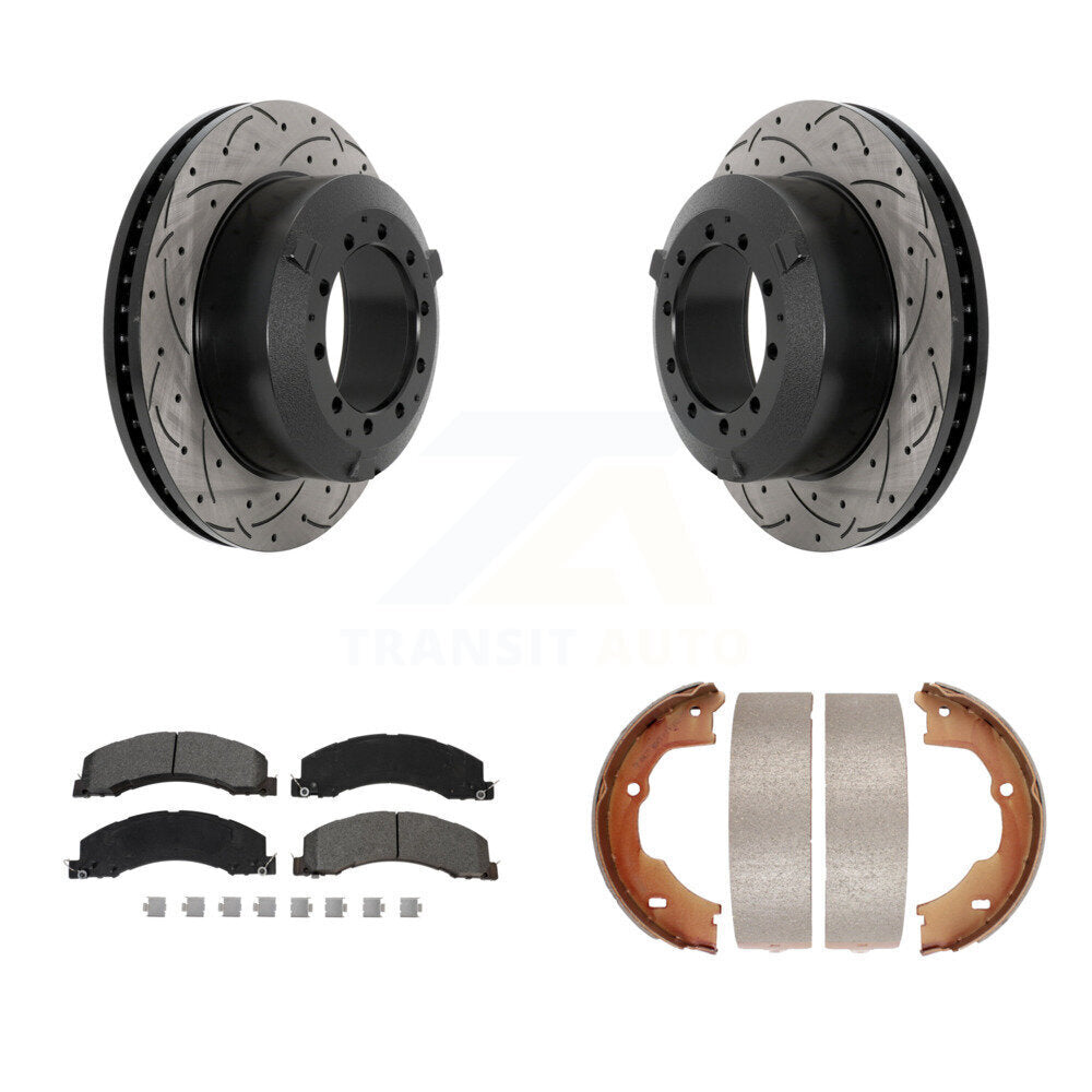 Kit de chaussures de stationnement à disques arrière percés et à fentes, plaquettes semi-métalliques, pour Ram