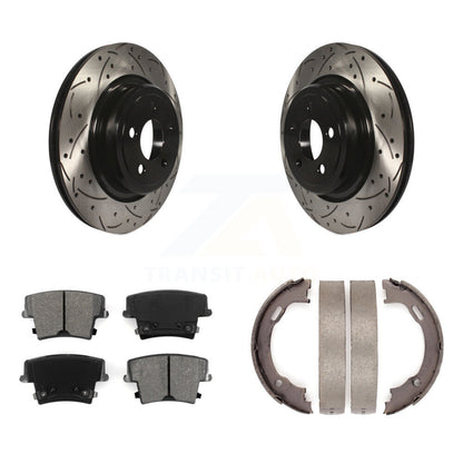 Kit de plaquettes semi-métalliques et de patins de stationnement pour disques arrière percés et fendus