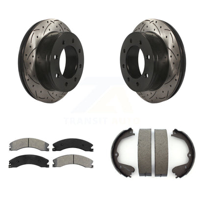 Kit de plaquettes semi-métalliques et de patins de stationnement pour disques arrière percés et fendus