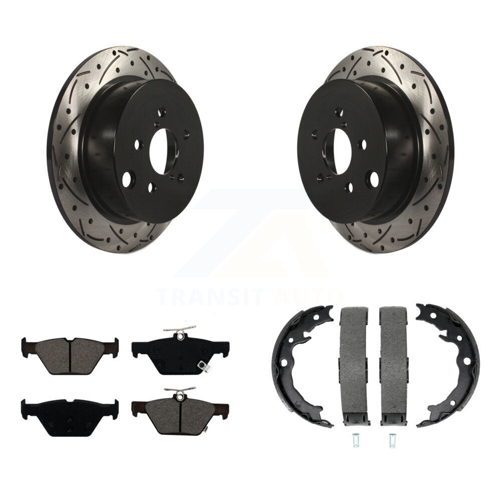 Kit de plaquettes semi-métalliques et de patins de stationnement pour disques arrière percés et fendus