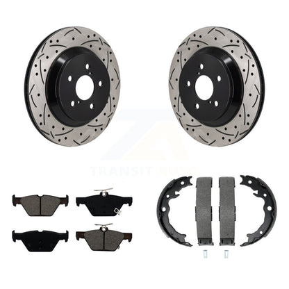 Kit de plaquettes semi-métalliques et de patins de stationnement pour disques arrière percés et fendus