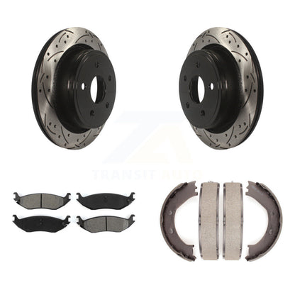 Kit de plaquettes semi-métalliques et de patins de stationnement pour disques arrière percés et fendus