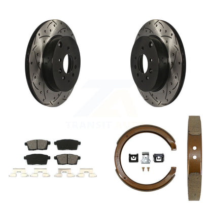 Kit de plaquettes semi-métalliques et de patins de stationnement pour disques arrière percés et fendus