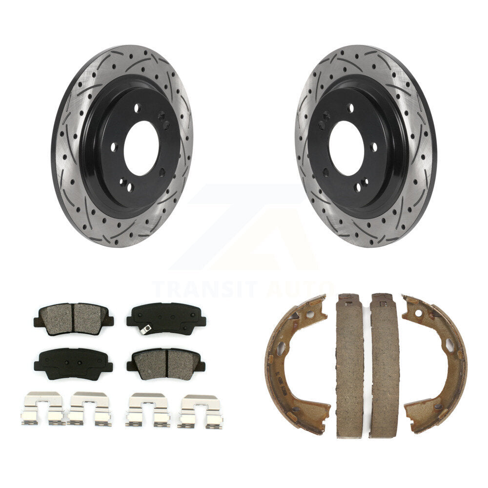 Kit de plaquettes semi-métalliques et de patins de stationnement pour disques arrière percés et fendus