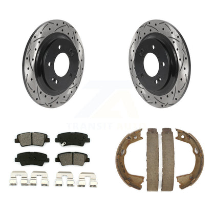 Kit de plaquettes semi-métalliques et de patins de stationnement pour disques arrière percés et fendus
