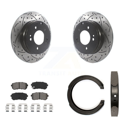 Kit de plaquettes semi-métalliques et de patins de stationnement pour disques arrière percés et fendus