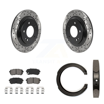 Kit de plaquettes semi-métalliques et de patins de stationnement pour disques arrière percés et fendus