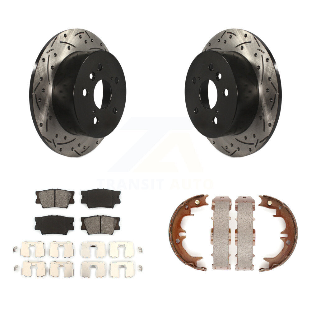 Kit de plaquettes semi-métalliques et de patins de stationnement pour disques arrière percés et fendus