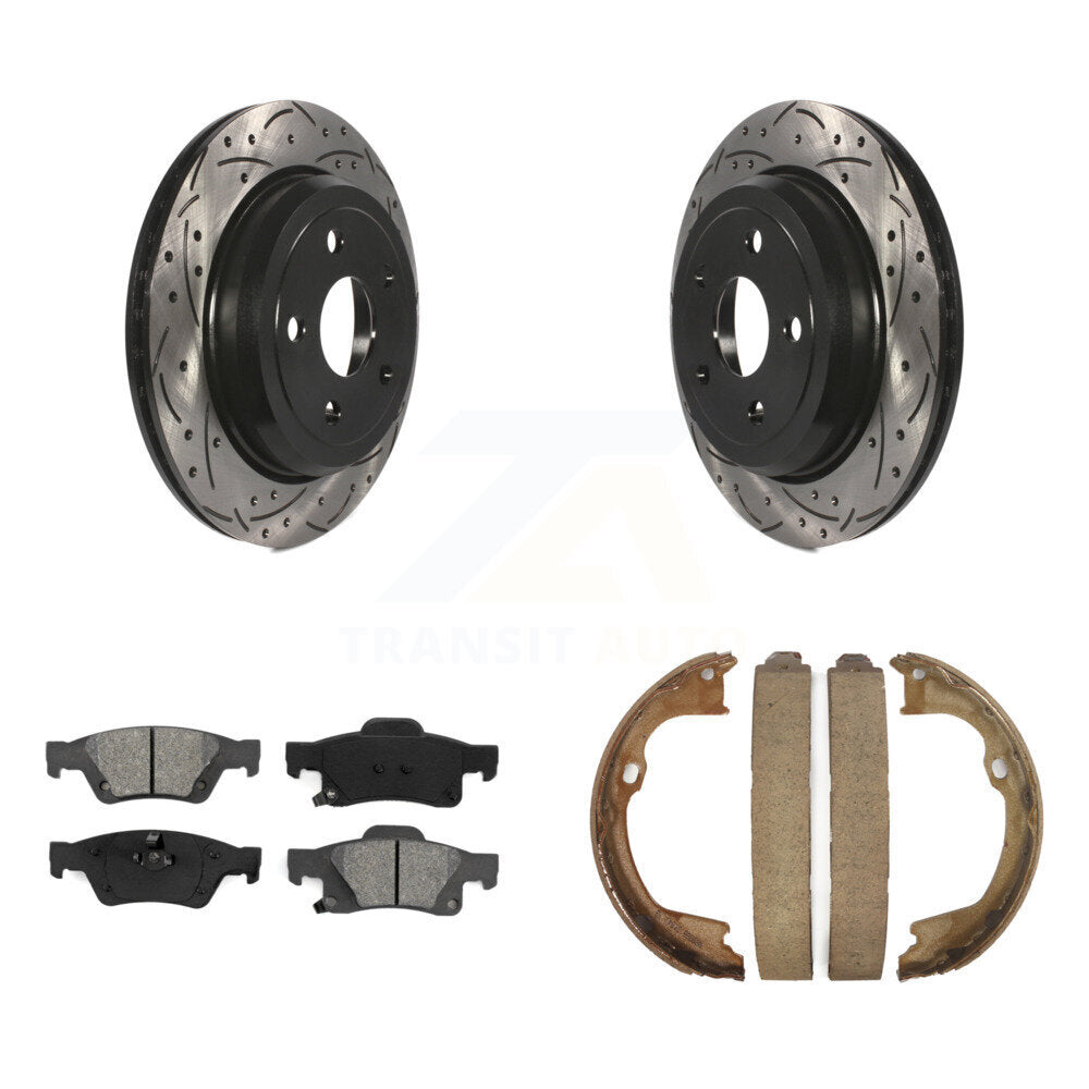 Kit de chaussures de stationnement à disques arrière percés et à fentes, plaquettes semi-métalliques, pour Jee